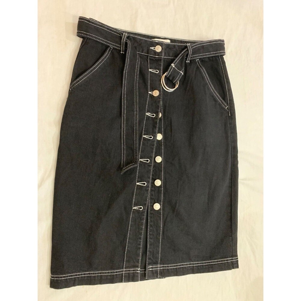 FOREVER 21 LOS ANGELES WOMENS BELTED JEANS SKIRT SIZE M